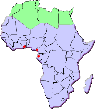 エディプスアフリカキボシセセリの採集地